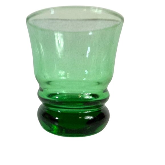 Anchor Hocking Green Glass Tumblers Stacked Base VTG Set Of 4 Low Ball Glassware - Picture 7 of 15